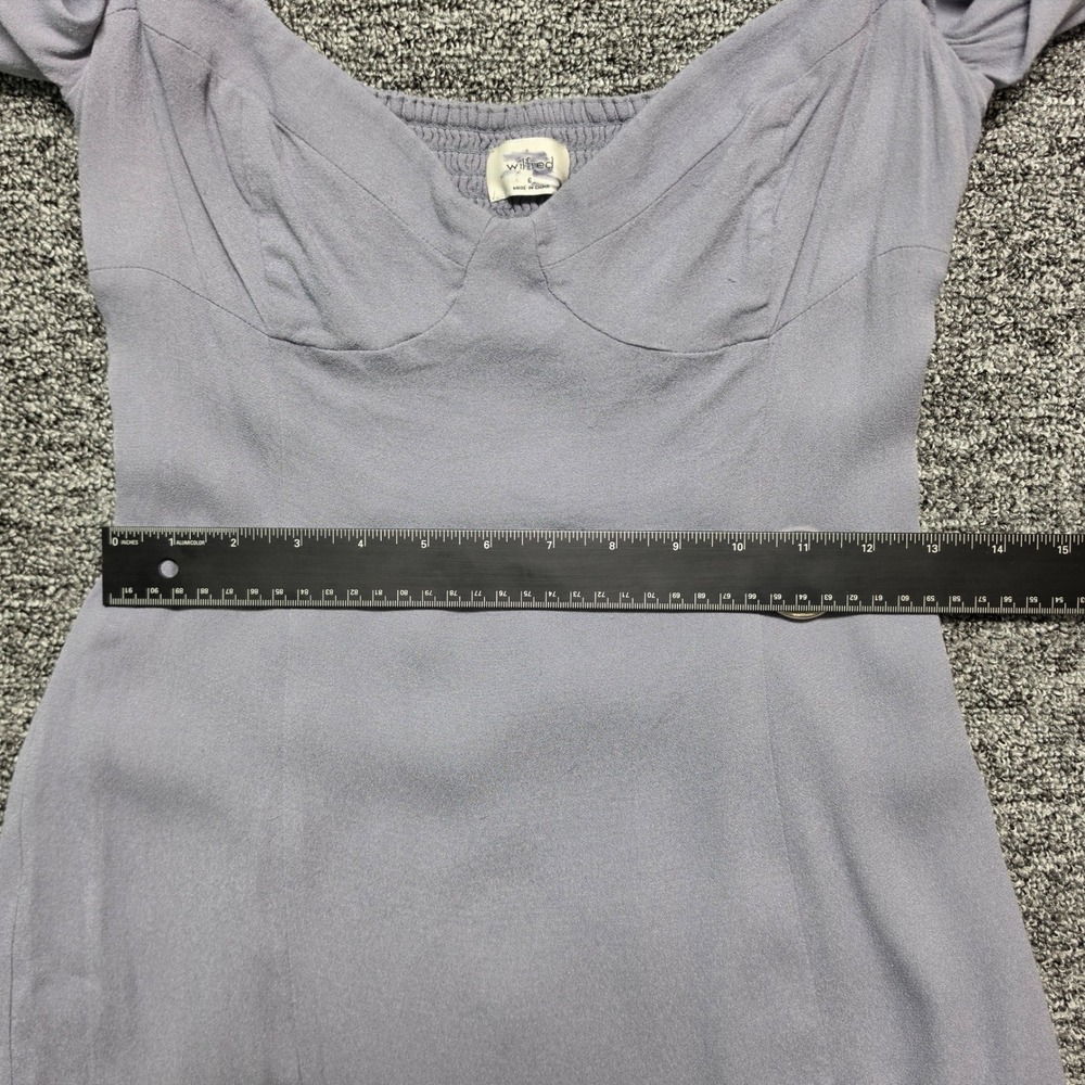 Aritzia Wilfred Mini Dress Womens 6 Lilac Puff Sleeve Sweetheart‎ Smocked - Picture 11 of 14